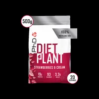 Pudra proteica Diet Plant cu aroma de capsuni si frisca, 1kg, PhD