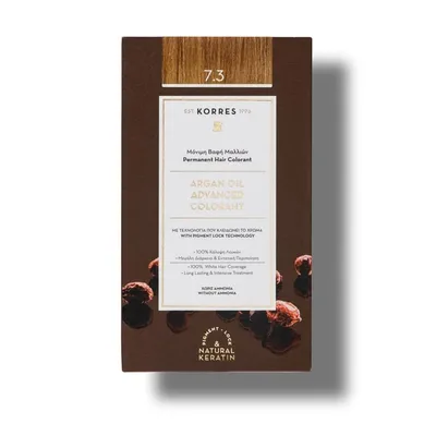 Vopsea de par Argan Oil 7.3 Golden/Honey Blonde, 50ml, Korres
