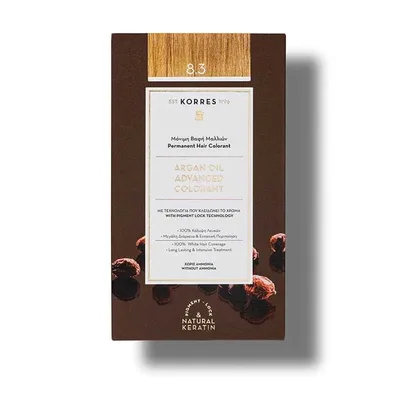 Vopsea de par Argan Oil 8.3 Golden/Honey Light Blonde, 50ml, Korres