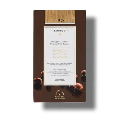Vopsea de par Argan Oil 9.0 Very Light Blonde, 50ml, Korres