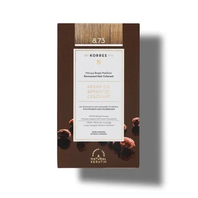 Vopsea de par Argan Oil 8.73 Golden Caramel, 50ml, Korres