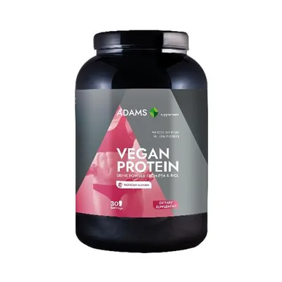 Vegan Protein cu aroma de zmeura, 454g, Adams Vision
