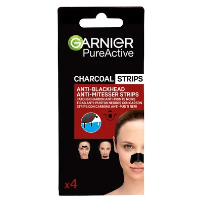 Benzi anti-puncte negre cu carbune Pure Active, 4 bucati, Garnier