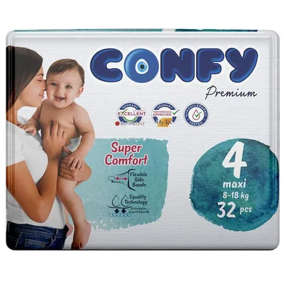 Scutece copii pentru 7 - 14kg Nr.4 Premium Maxi, 60 bucati, Confy