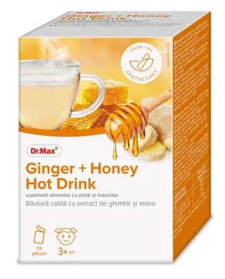 Dr. Max bautura calda cu extract de ghimbir si miere, 20 plicuri