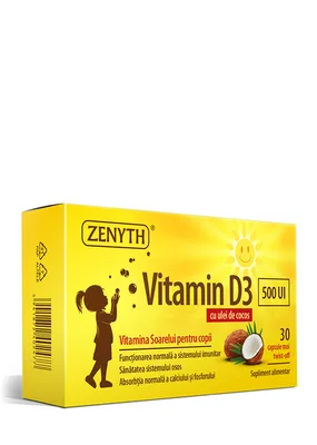 Vitamina D3 pentru copii 500 UI, 30 capsule moi, Zenyth