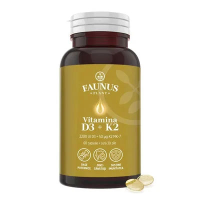 Faunus Vitamina D3 2200 UI + K2 MK-7, 60 capsule moi