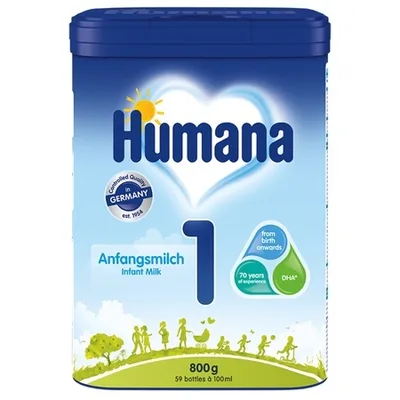 Formula de lapte de inceput 1, +0 luni, 800 g, Humana