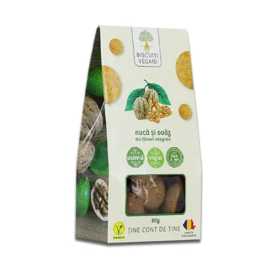 Govinda Biscuiți Vegani cu Nucă și Ovăz, 80 g
