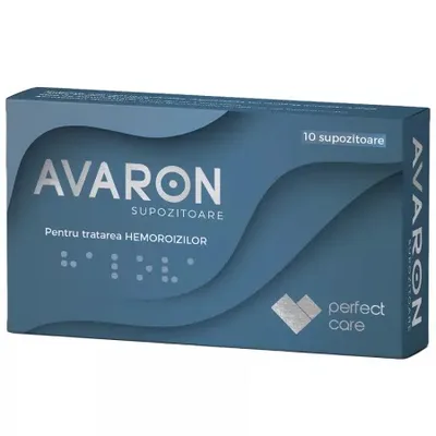 Supozitoare hemoroizi Avaron, 10 bucati, Perfect Care