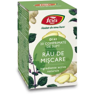 Rau de miscare adulti D141, 20 comprimate, Fares