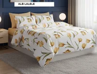 Lenjerie de pat policoton ELVO alb lalele 230x250 cm, Ralex | 1 buc