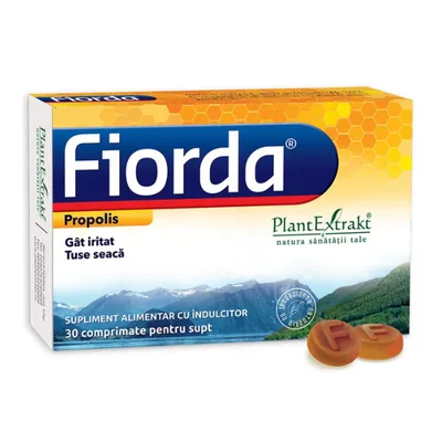 Fiorda cu aroma de propolis, 30 comprimate, PlantExtrakt