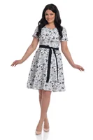 Rochie semiclos CV22037 SIZE gri/fluturi rose, Cesy | marimea XXL