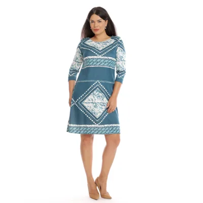 Rochie CT22067 turcoaz marin/print alb, Cesy | marimea M
