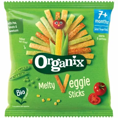 Snack ecologic Bio din Porumb si Legume 7+ luni, Organix | 15 g