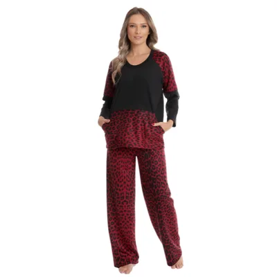 Tinuta dama AI2505 negru/bordo animal print, Andana | marimea M