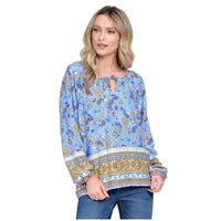 Bluza ie dama ERT23V235 albastru ciel/caramiziu floral, Eranthe | marimea M