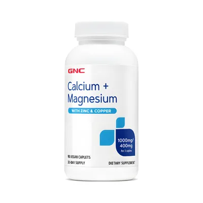 GNC Calciu 1000 mg magneziu 400 mg with zinc & copper | 90 tablete