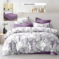 Lenjerie de pat ECONOMY alb mov orhidee 230x250 cm, Ralex | 1 buc