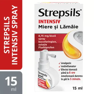 Strepsils Intensiv Spray miere si lamaie, Reckitt Benckiser | 15 ml