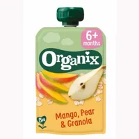Gustare Ecologica BIO cu mango, pere si fulgi de ovaz 6 luni+, Organix | 100 g