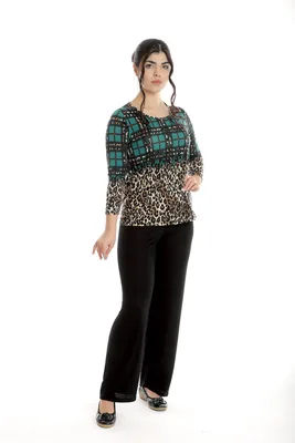Tinuta dama casual CP24010 verde animal print/negru, Cesy | marimea S