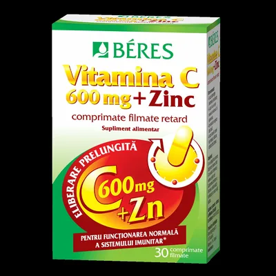 Vitamina C 600 mg + Zinc, Beres Pharmaceuticals | 30 comprimate