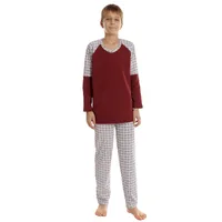 Pijama baieti AI2515 grena/alb imprimeu, Andana | marimea 32 (5/6 ani)