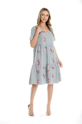 Rochie volane CV25030 alb dungulite/broderie florala, Cesy | marimea S