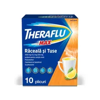 Theraflu Max raceala si tuse 1000 mg/12,2 mg/200 mg, Haleon | 10 plicuri