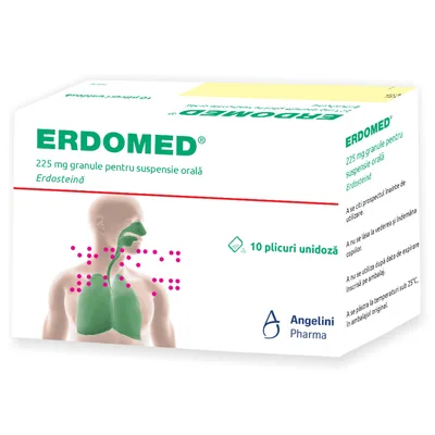 Erdomed, 225 mg granule pentru suspensie orală, Angelini | 10 plicuri