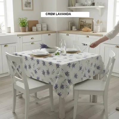 Fata de masa teflonata antimurdarire crem lavanda 180x240 cm, Ralex | 1 buc