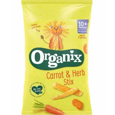 Sticksuri ecologice din porumb cu morcovi 10 luni+, Organix | 4x15 g