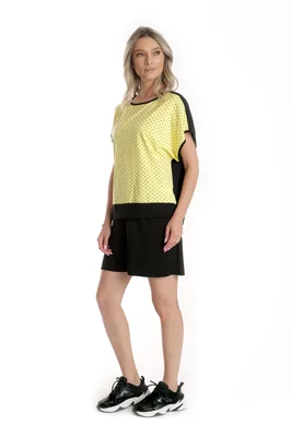 Tinuta de vara CV24067 negru/galben picouri, Cesy | marimea L