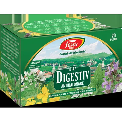 Digestiv Antibalonare, D147, ceai la plic, Fares | 20 plicuri