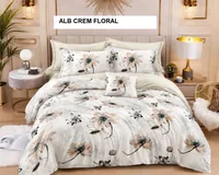 Lenjerie pat cu husa FINET (6 piese) alb crem floral 180x200 cm, Ralex | 1 buc