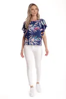 Bluza fluture CV24059 albastru marin & jungle pastel, Cesy | marimea S
