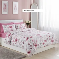 Lenjerie de pat policoton ELVO alb roz floral 230x250 cm, Ralex | 1 buc