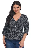 Bluza peplum dama DT23BL46 negru/alb stilizat, Dress to Impress | marimea 36