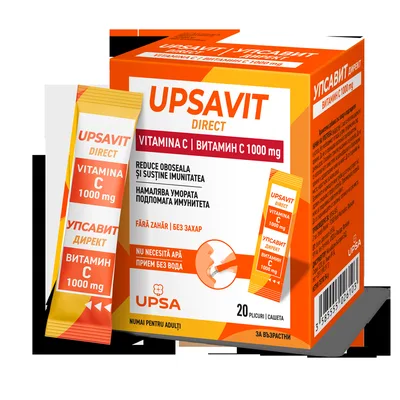 Upsavit Direct Vitamina C 1000mg, 20 plicuri orodispersabile, Upsa