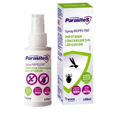 Spray repelent impotriva tantarilor si capuselor Santaderm Parasites, Viva Pharma | 100 ml
