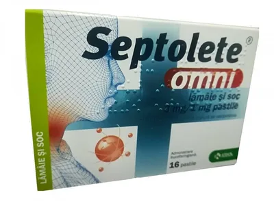 Septolete Omni Lamaie si Soc 3mg/1mg, KRKA | 16 pastile