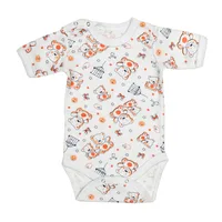 Body 4 capse maneca scurta RB03 alb/imprimeu ursuleti, Rombaby | 6/9 luni