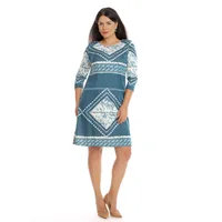 Rochie CT22067 turcoaz marin/print alb, Cesy | marimea S