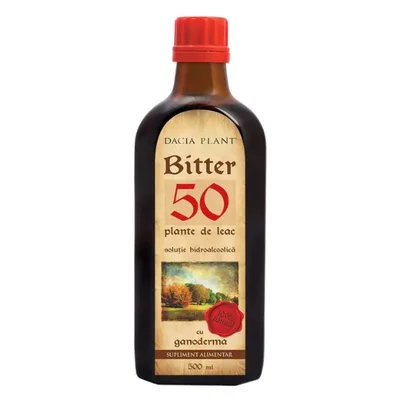 Tinctura Bitter 50 Plante de Leac cu Ganoderma, 500ml, Dacia Plant