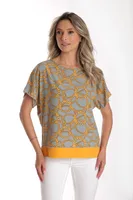 Bluza chimono CV24065 gri & mustar cercuri, Cesy | marimea M