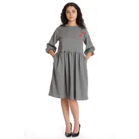 Rochie midi cu buzunare ERT24V295 gri, Eranthe | marimea M