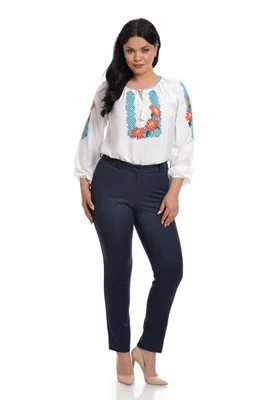 Pantaloni dama DV22PL19 bleumarin imprimeu tesatura, Dress to Impress | marimea 42