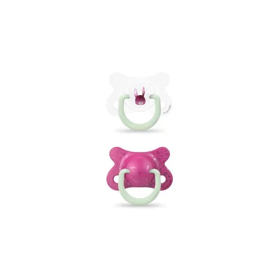 Set suzete din silicon de noapte 0-6 luni, iepure, Suavinex | 2 bucati